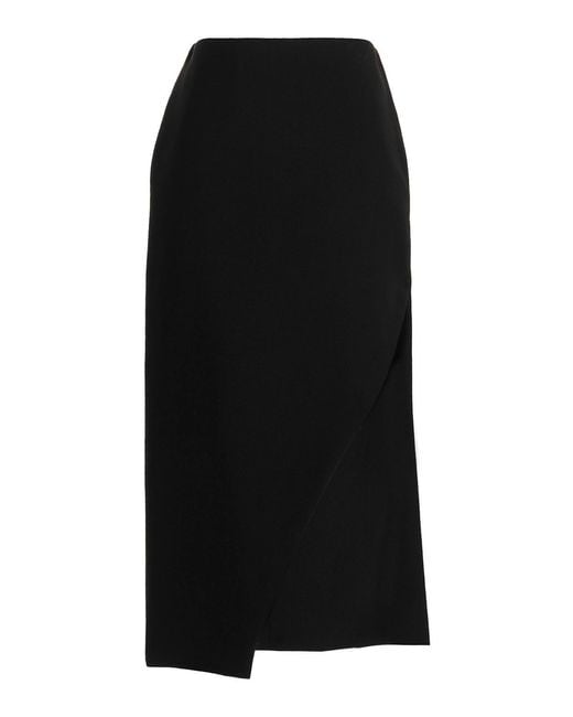 McQueen Black Wool Midi Skirt