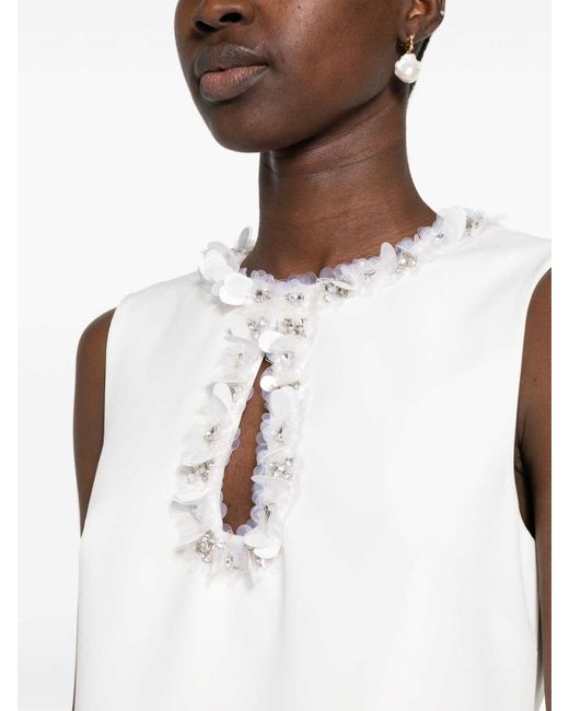 P.A.R.O.S.H. White Sleeveless Sequin-embellished Dress
