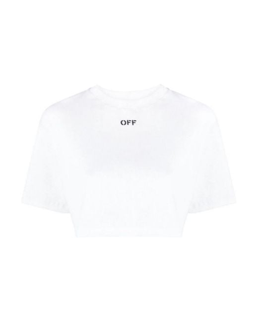 Off-White c/o Virgil Abloh White Logo Cotton Cropped T-shirt
