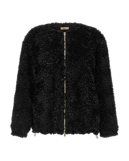 Herno Black Mini Ruffle Jacket