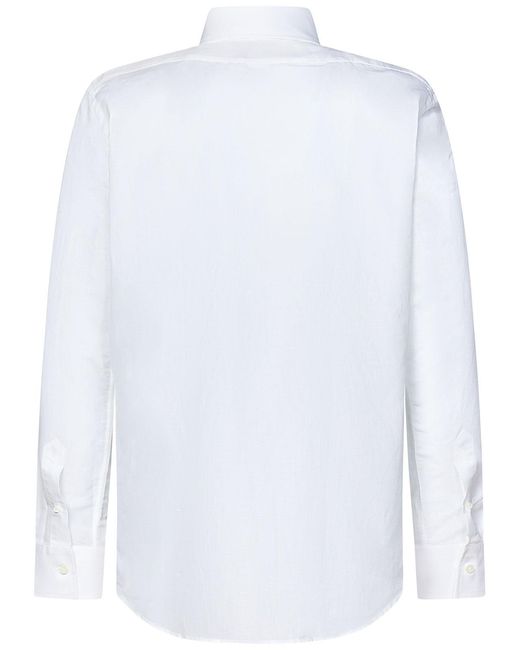 Franzese Collection White Cotton And Linen Shirt for men