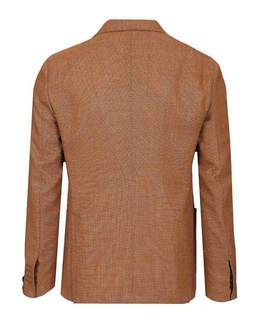 Guarinucci Brown Double-Breasted Wool Blazer for men