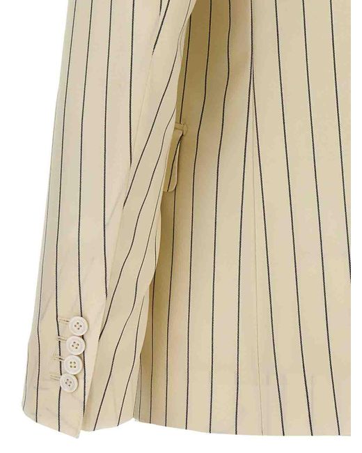 Dolce & Gabbana White Pinstriped Double-breasted Blazer for men