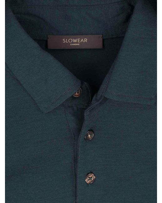 Zanone Blue Virgin Wool Polo Shirt for men