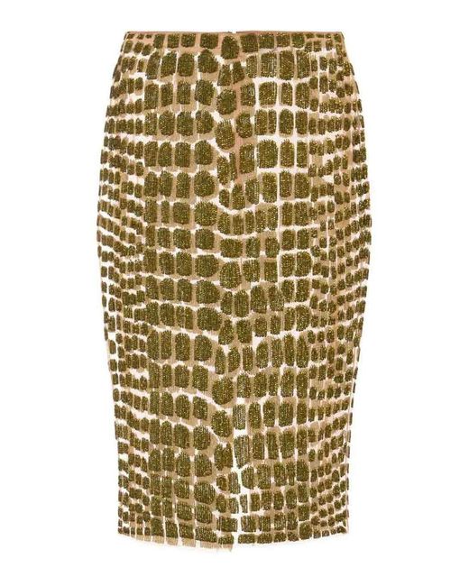 Elisabetta Franchi Metallic Bead-Embellished Midi Skirt