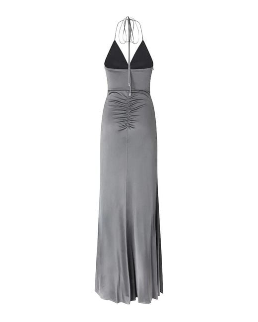 Pinko Gray Galaxy Abito Jersey Satin Grigio Ombra