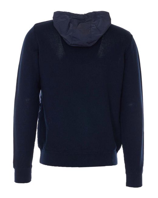 Herno Blue Nylon And Pique Knit Cardigan for men
