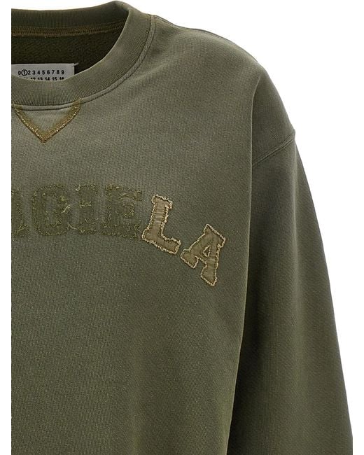 Maison Margiela Green Logo Embroidery Cropped Sweatshirt