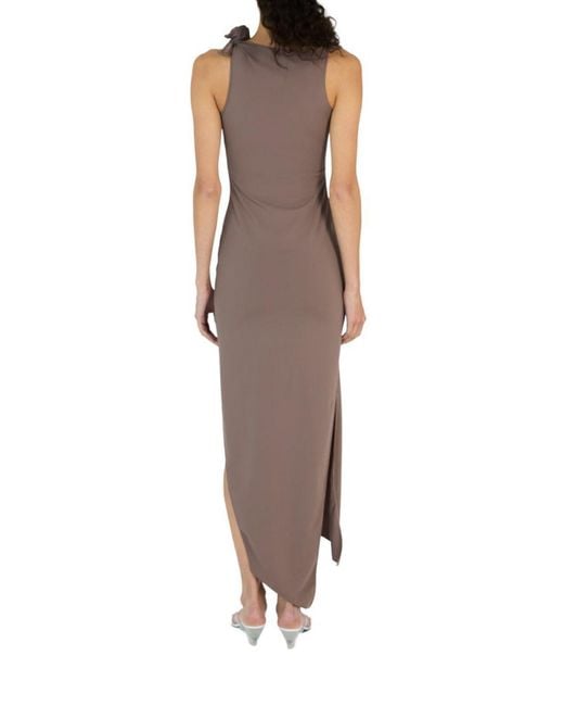 Coperni Brown Asymmetric Flower Dress