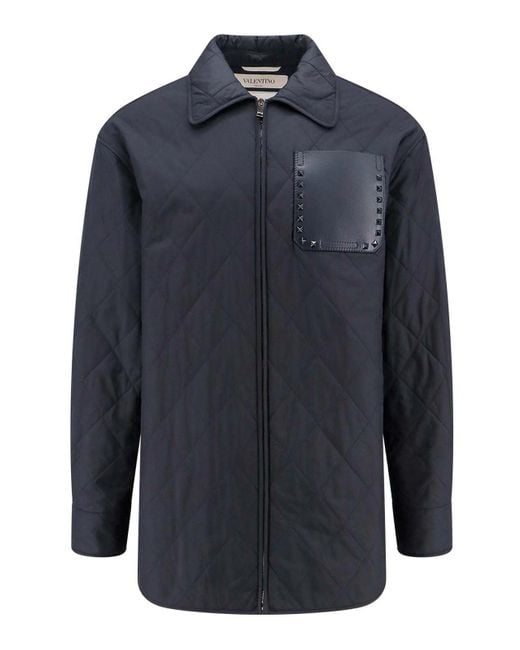 Valentino Blue Padded And Quilted Nylon Jacket for men