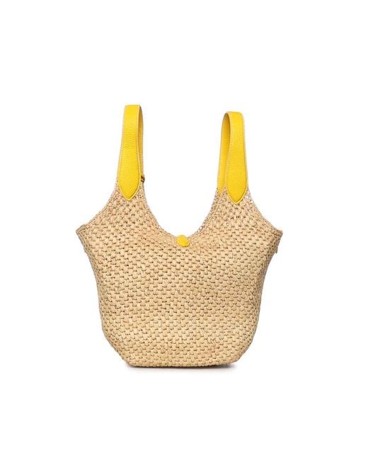 Polo Ralph Lauren Metallic Polo Play Raffia And Leather Tote Bag