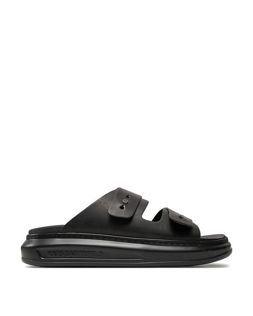Karl Lagerfeld Black Dual Strap Leather Sandal for men