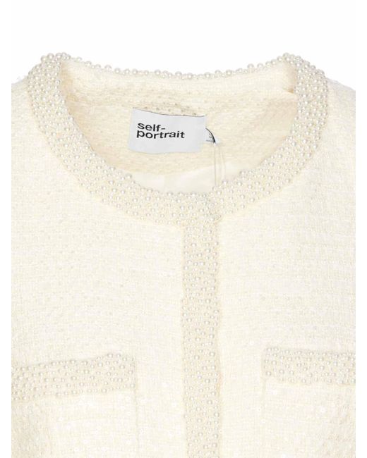 Self-Portrait White Boucle Pearl Jacket