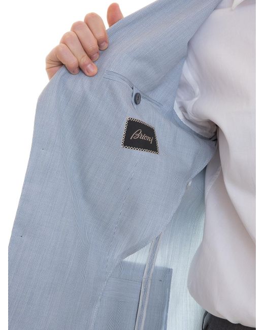 Brioni Blue Wool And Silk Unstructured Blazer for men