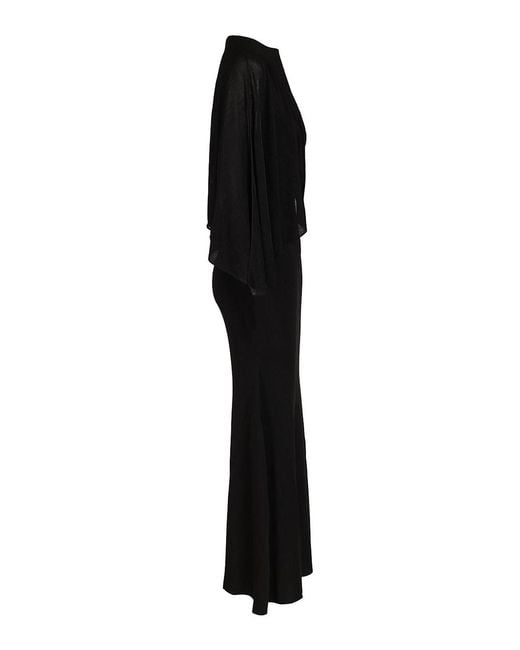 Self-Portrait Black Long One-Shoulder Dress