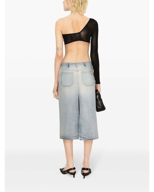 Courreges Blue Denim Midi Skirt
