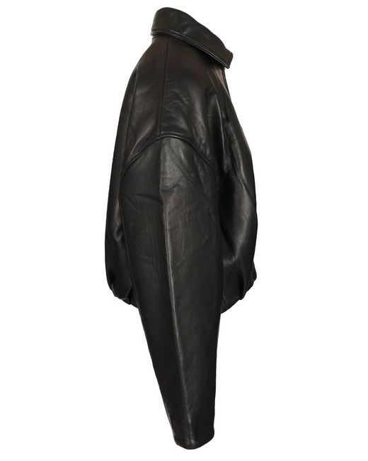ROTATE BIRGER CHRISTENSEN Black Boxy Leather Jacket