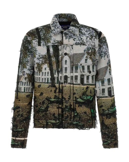 Junya Watanabe Green Jacquard Square Jacket for men