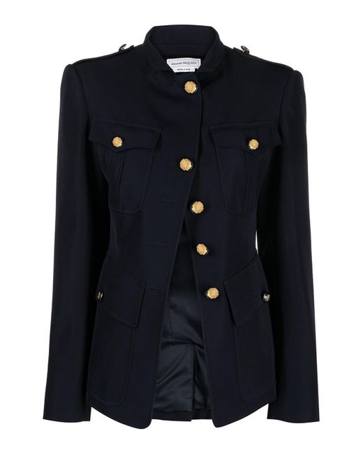 Alexander McQueen Black Asymmetric Military Jacket