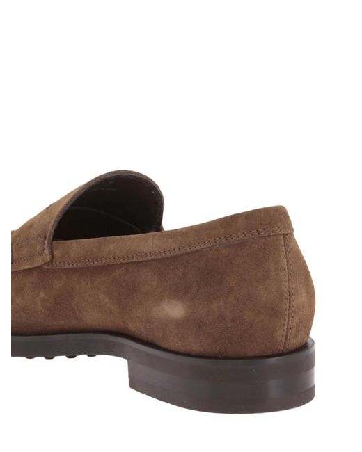 Tod's Brown Penny Bar Detail Suede Loafers for men