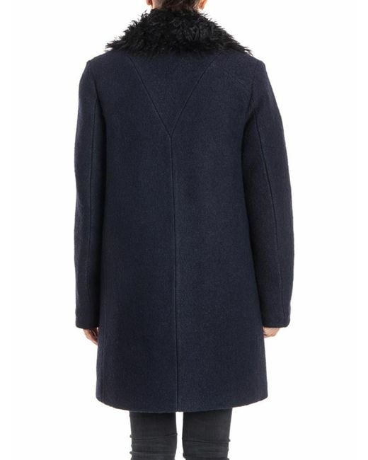 Karl Lagerfeld Black Wool Blend Coat