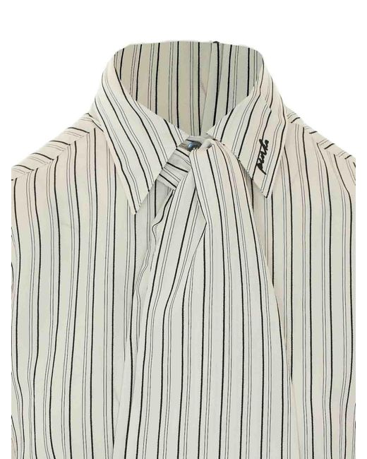 Pinko White Colchico Striped Shirt