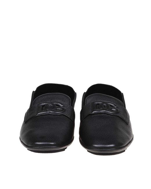 Dolce & Gabbana Black Leather Loafers for men