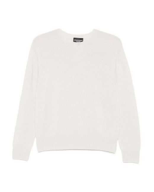 Emporio Armani White Cashmere Crewneck Sweater