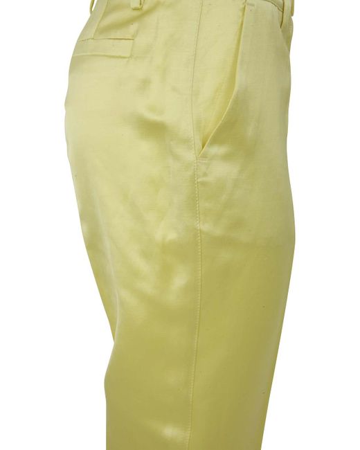 P.A.R.O.S.H. Green Satin Viscose And Linen Trousers