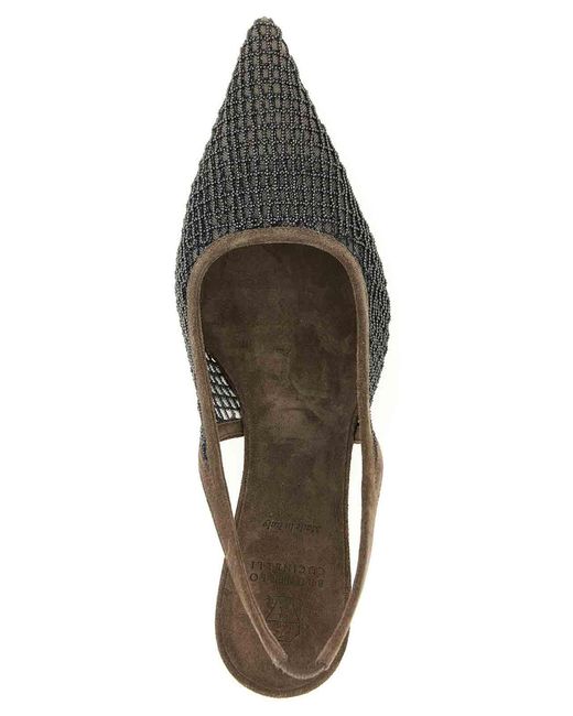 Brunello Cucinelli Gray City Slingback