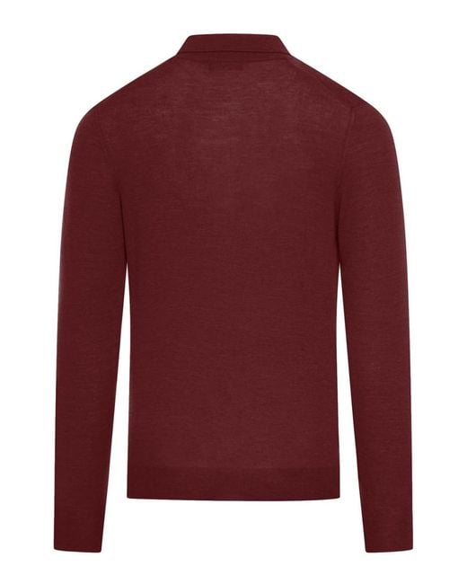 Nome Red Thin Knit Polo Shirt for men
