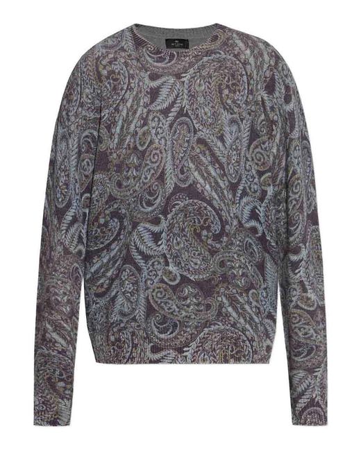 Etro Gray Patterned Sweater for men