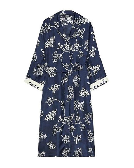 Max Mara Blue Printed Silk Kaftan Dress