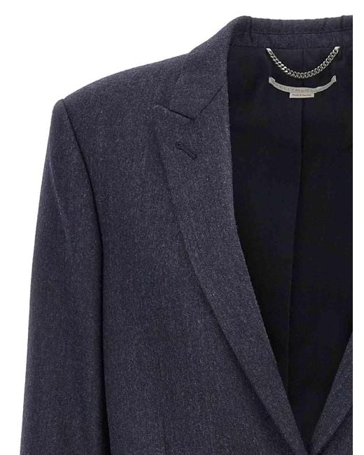 Stella McCartney Blue Single-Breasted Wool Blazer