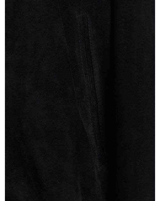 Low Brand Black Suede Jacket With Ribbed High Collar for men