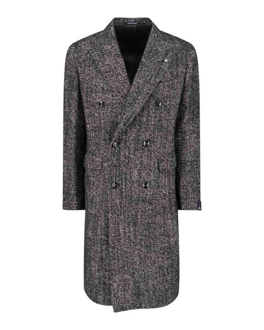 Tagliatore Gray Double-Breasted Coat for men