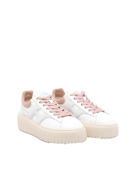 Hogan White H-Stripes Sneakers