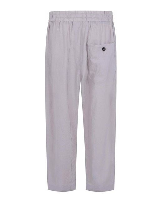 Ziggy Chen Gray Thin Stripe Drawstring Trousers for men
