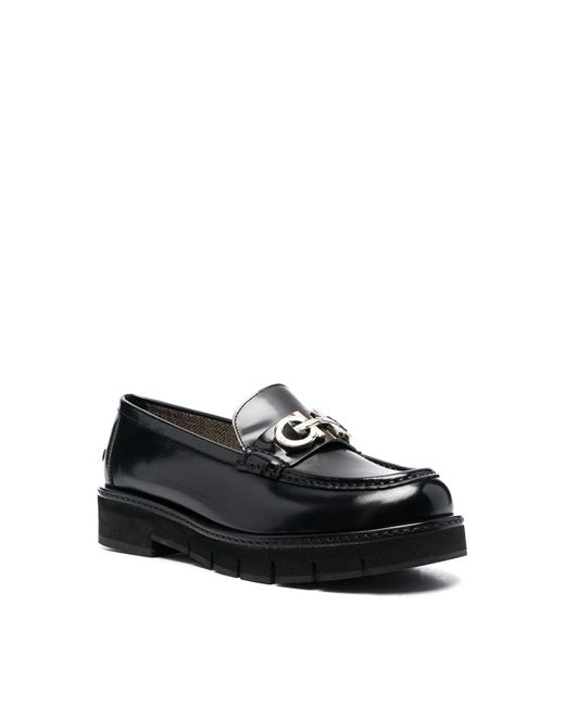 Ferragamo Black Ofelia Embellished Glossed-leather Loafers