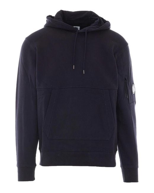 C P Company Blue Diagonal Raised Fleece Hoodie for men
