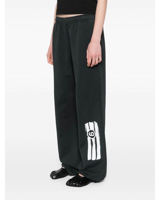 MM6 by Maison Margiela Black Logo Cotton Sweatpants