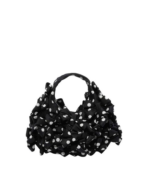 Ganni Black Mini Hobo Bow Bag