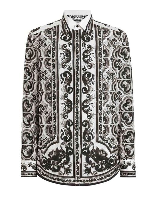 Dolce & Gabbana Black Majolica-Print Martini Shirt for men