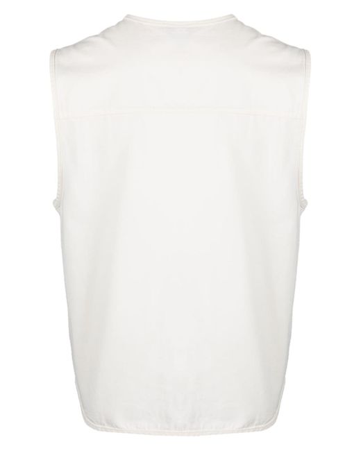 Etudes Studio White Zipped Cotton Vest for men