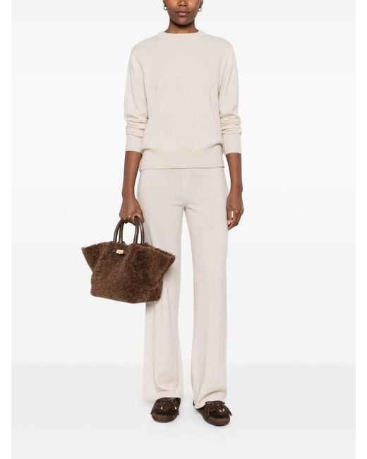 Soft Goat White Trousers And Sweater Cashmere Set