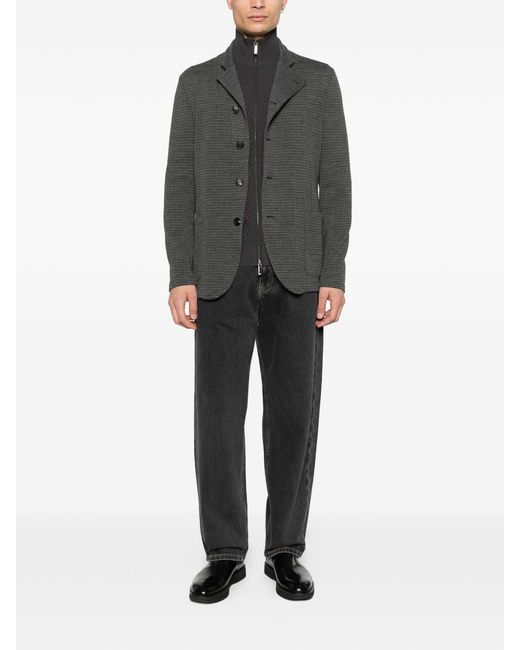 Emporio Armani Black Chevron Cardigan for men