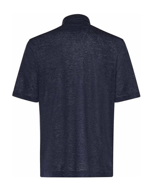 Zegna Blue Oasi Lino Polo for men