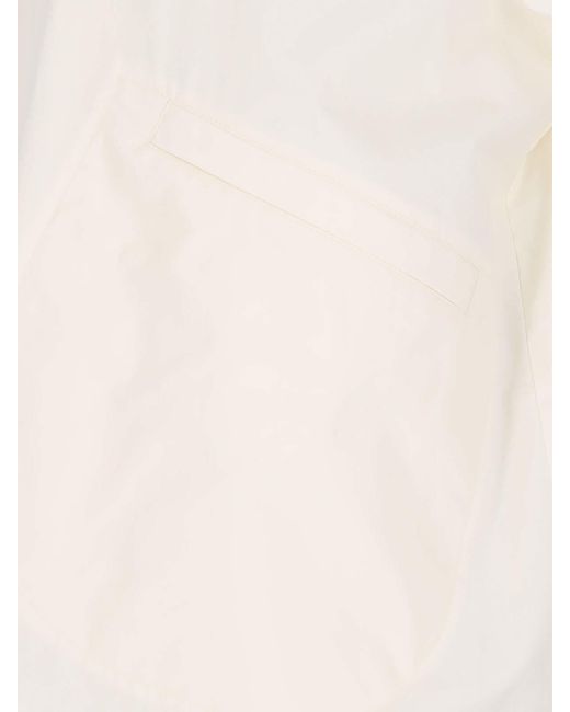 Jil Sander White Single-Breasted Logo Jacket
