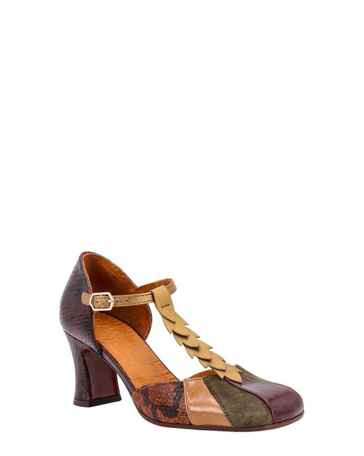Chie Mihara Brown Leather Dcollet With Animalier Detail