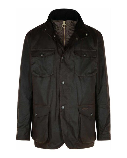 Barbour Black Ogston Waxed Cotton Jacket for men